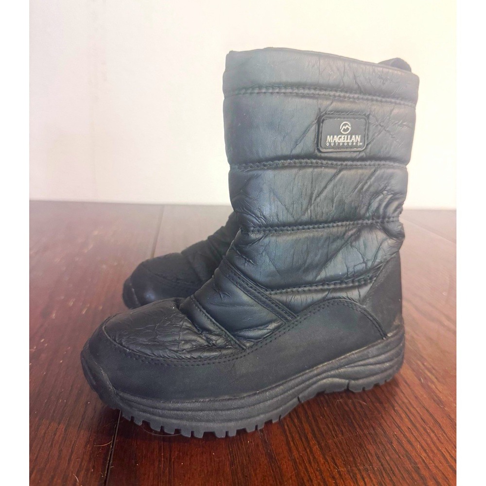 Magellan Outdoors. Kids Size US 1. Black Winter Snow Boots Zip Mid-Calf Warm